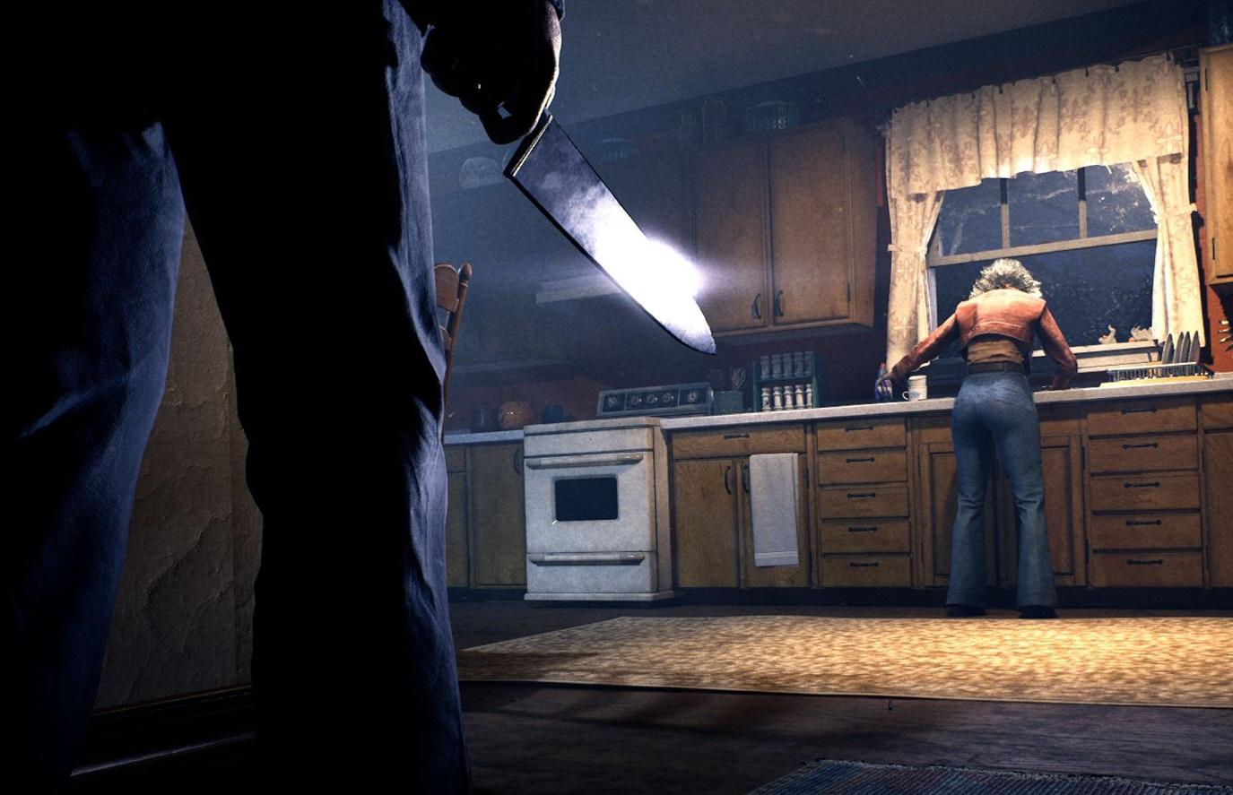 Michael Myers stalking through a kitchen in Halloween: The Game